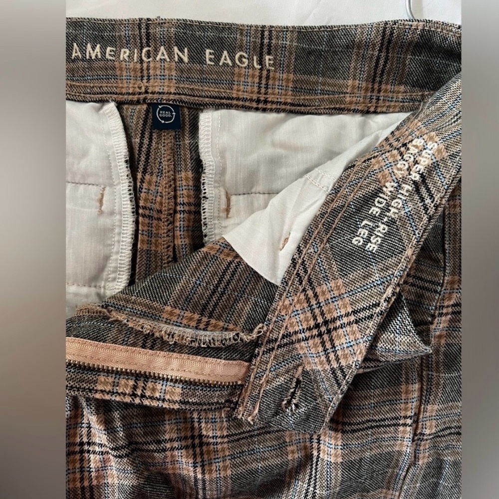 American Eagle Plaid Wide Leg Pants Women’s Size 6 Long - Picture 4 of 5